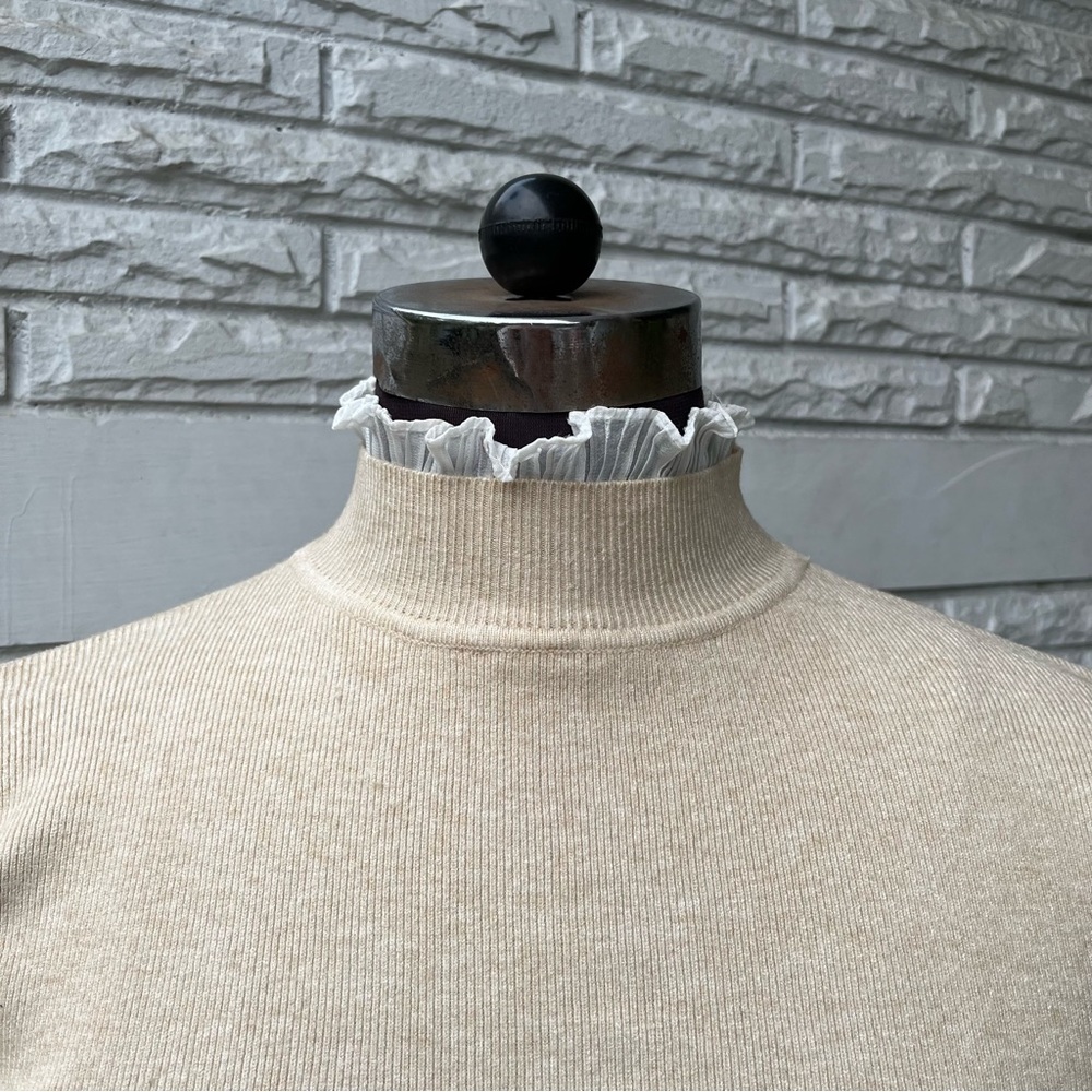 Beige Sweater with Frilly Neck and Sleeves - Picture 12 of 13